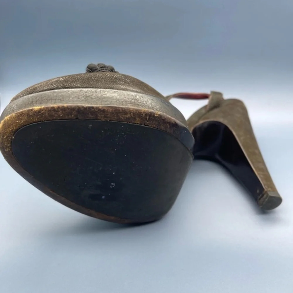 Vintage PRADA Vero Cuoio Peep Toe Embellished Pump - Picture 6 of 14